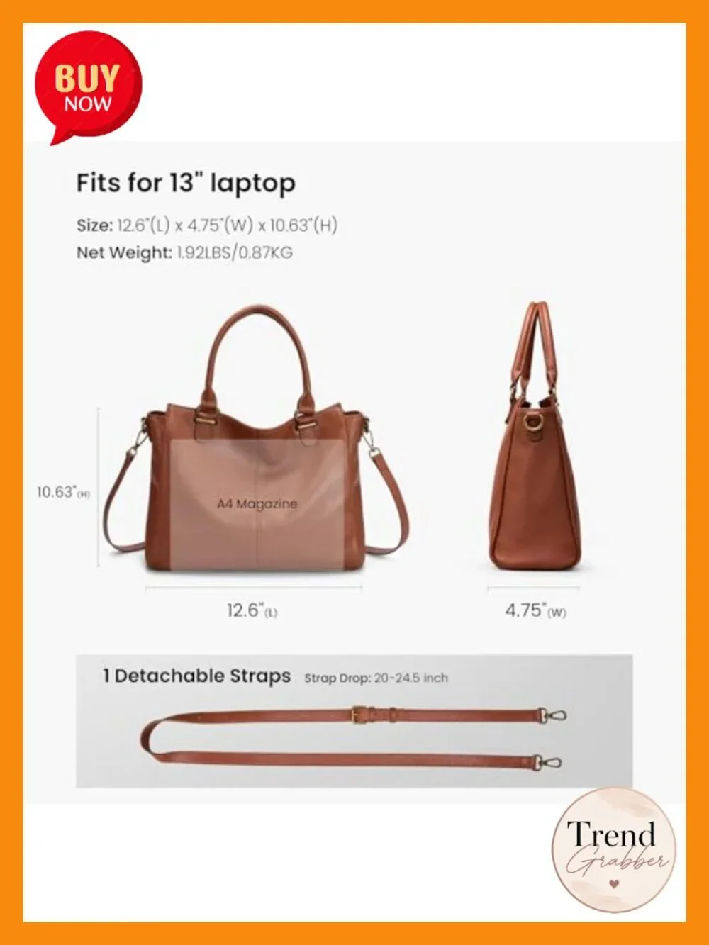 Genuine Leather Medium Tote Satchel Handbag RFID Blocking Crossbody